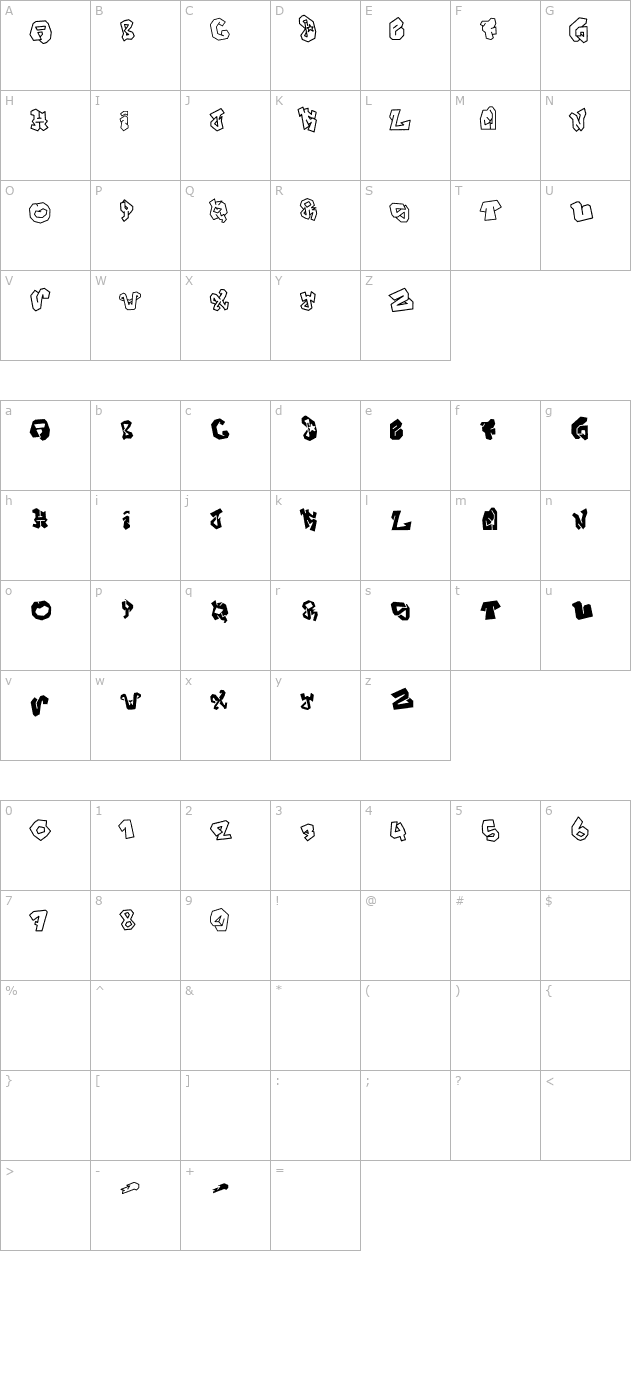 JOKER SIZE character map