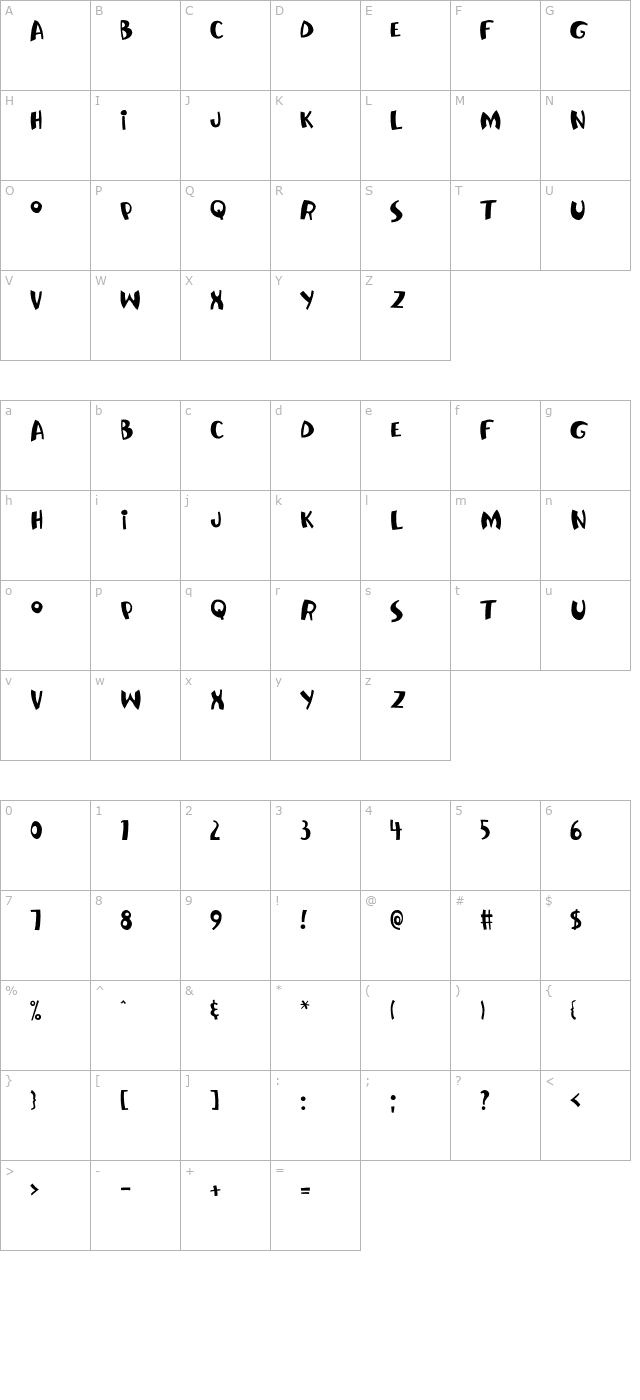 JollyJack OTF character map