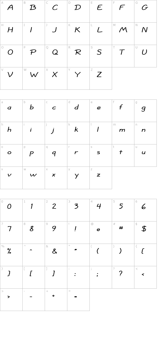 Jolt Wide Bold character map