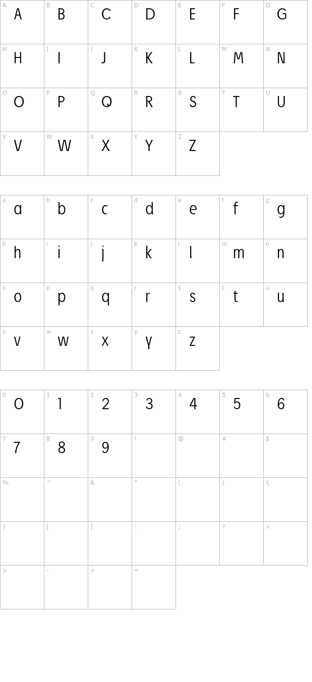 josef-pro-light character map