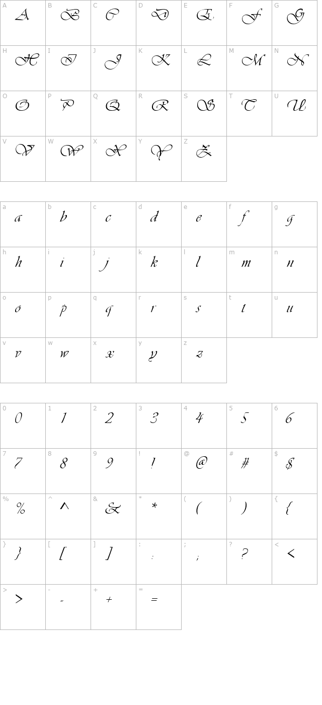 JosephineScriptSSK character map