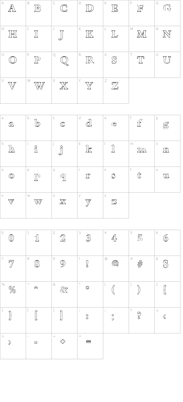 JoshuaBeckerOutline-Bold character map