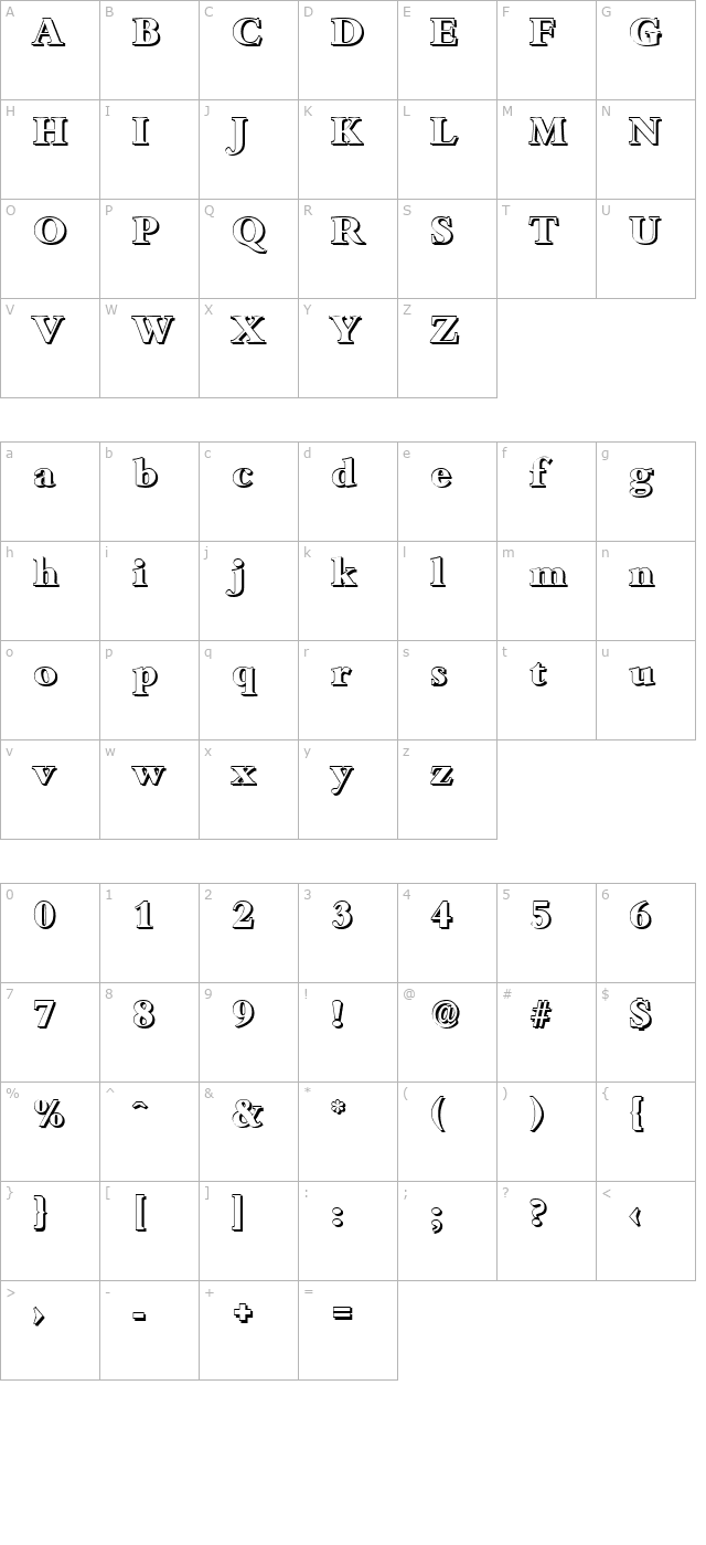 JoshuaBeckerShadow-ExtraBold-Regular character map