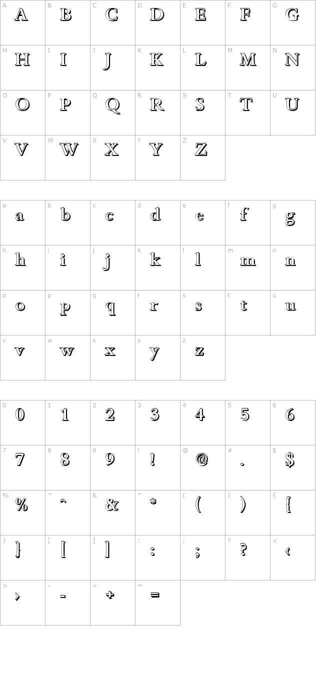 joshuabeckershadow-medium-regular character map