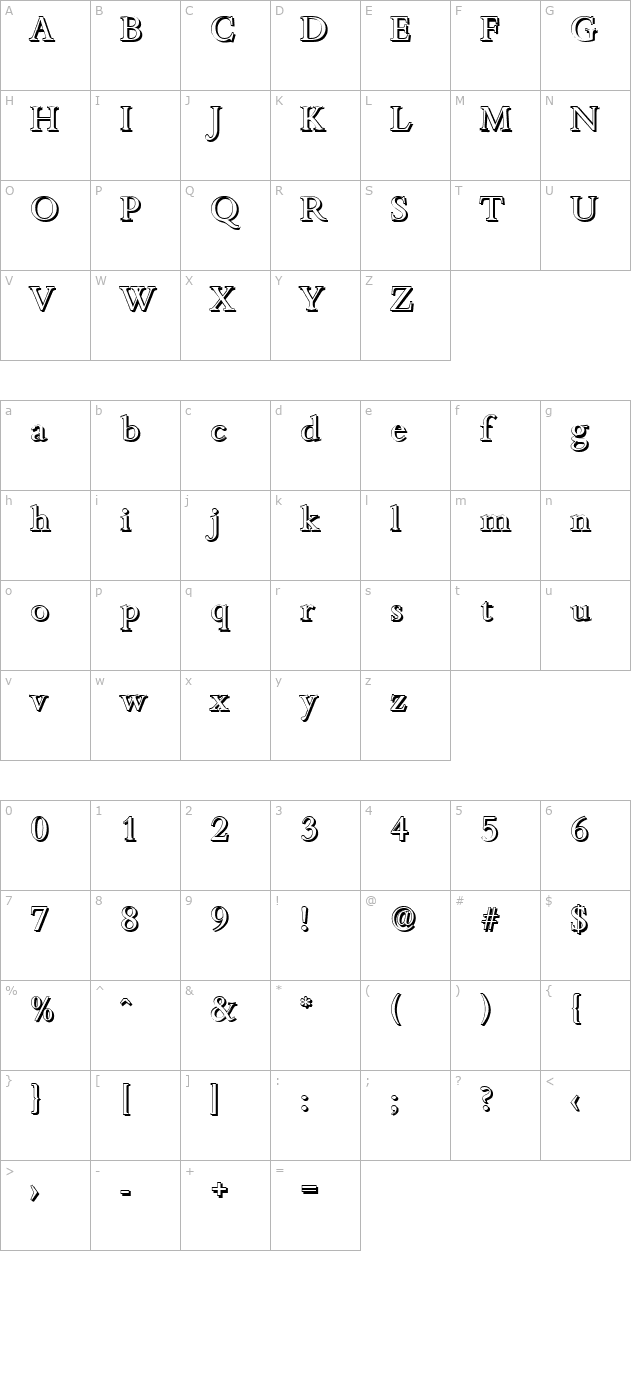 joshuabeckershadow-regular character map