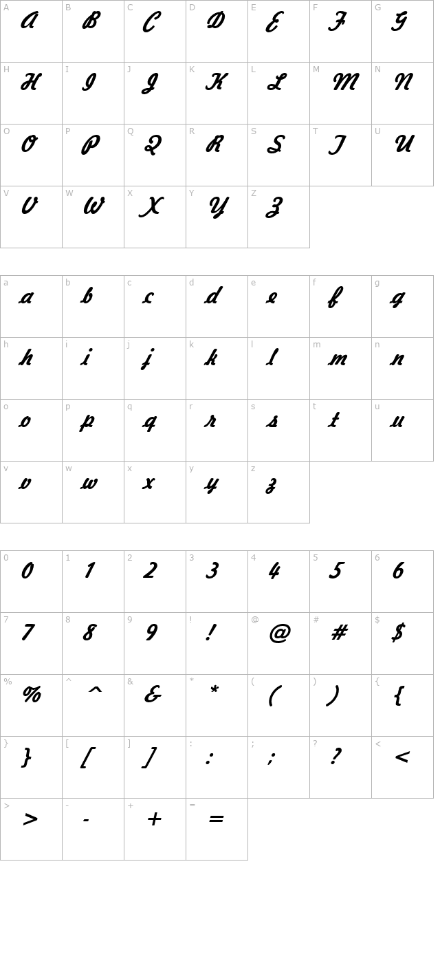 jott-43-bolditalic character map