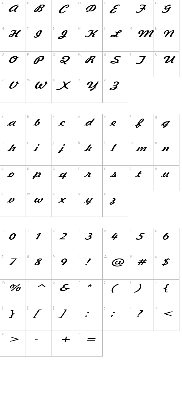 jott-43-extended-italic character map