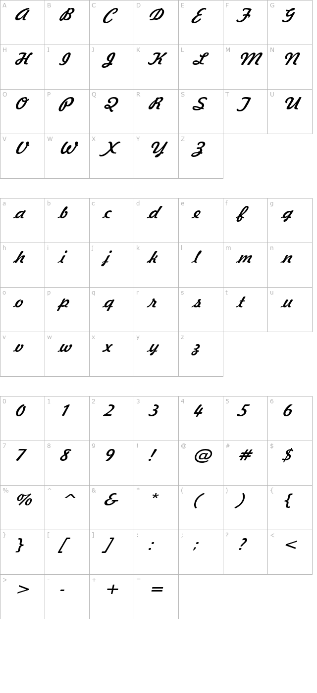 jott-43-wide-italic character map