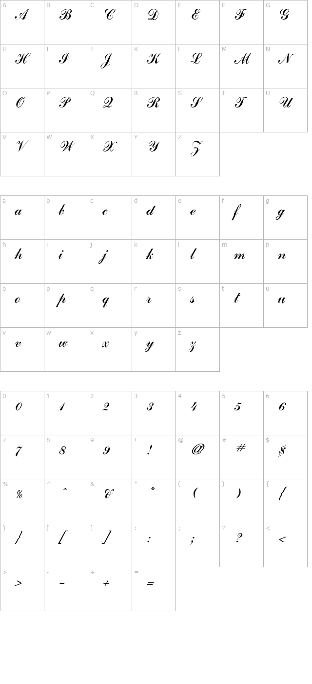 Journal Script SSi character map