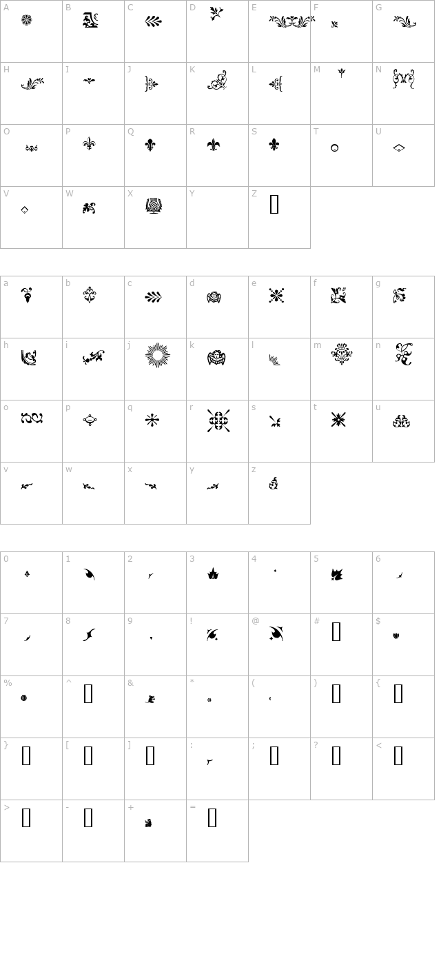 JournalDingbatsFiveSSi character map