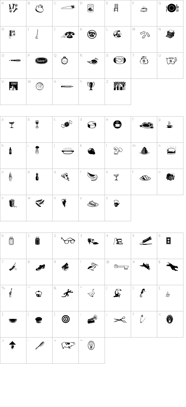 JournalDingbatsTenSSK Regular character map