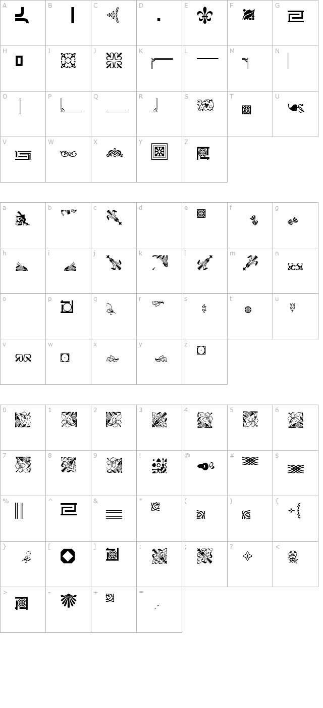 JournalDingbatsTwoSSK character map