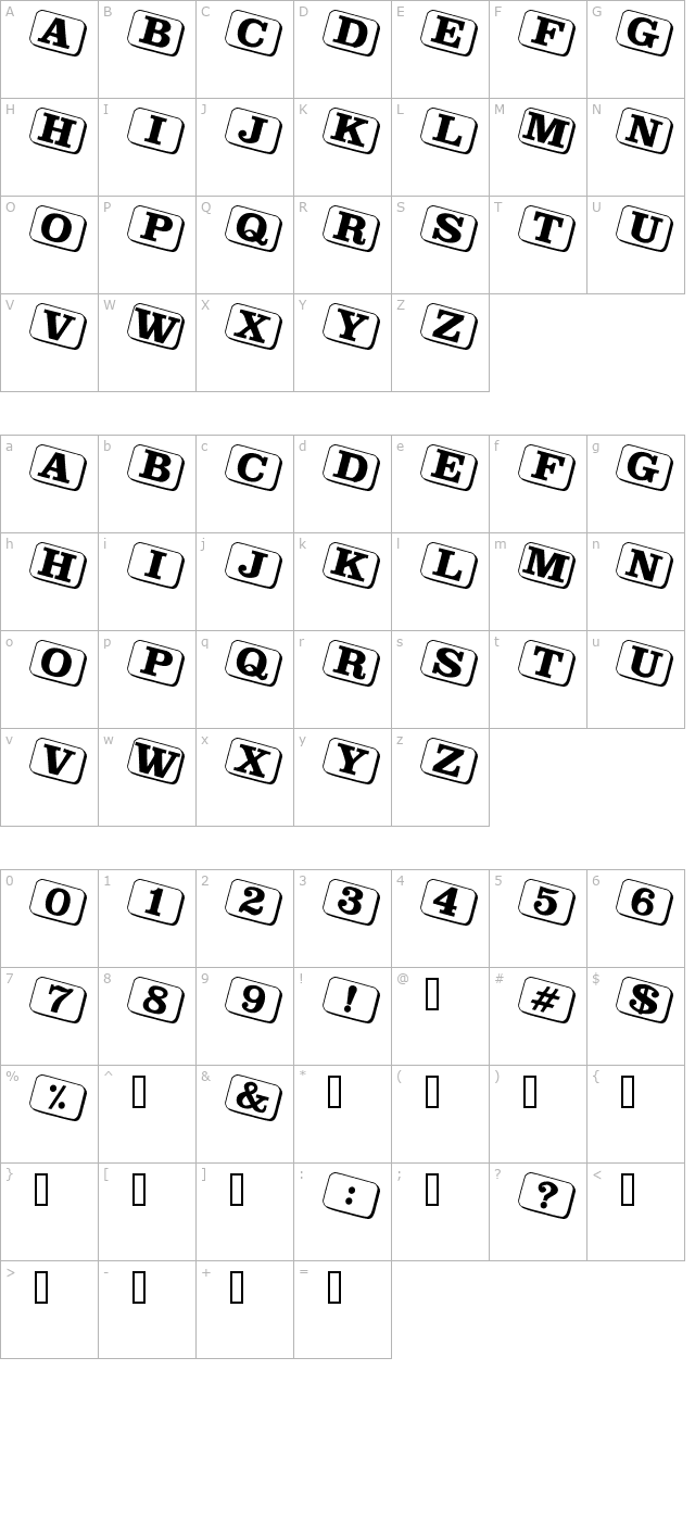 JoyCards character map