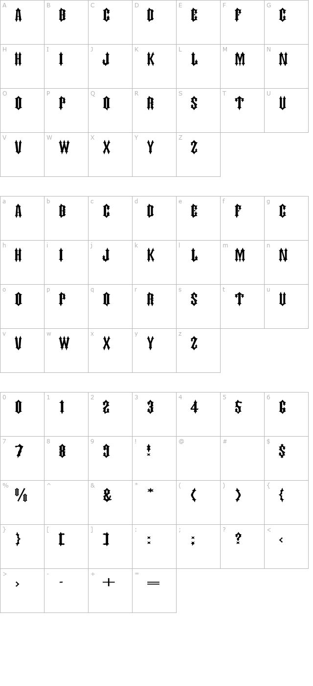 judascaps-ex character map