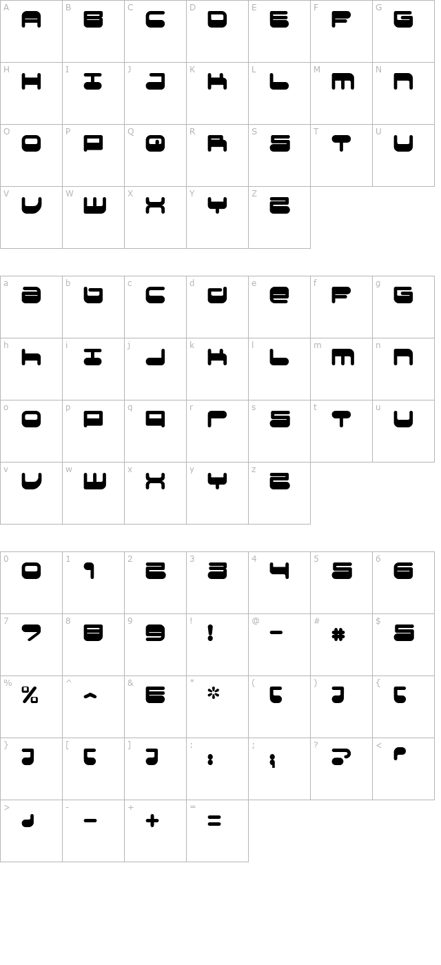 JUICYFRUITS2.0E character map