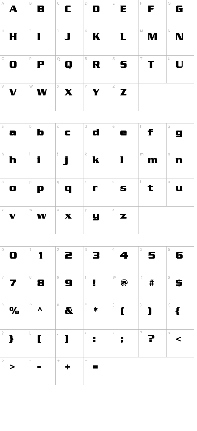 JuliusBlack Regular character map