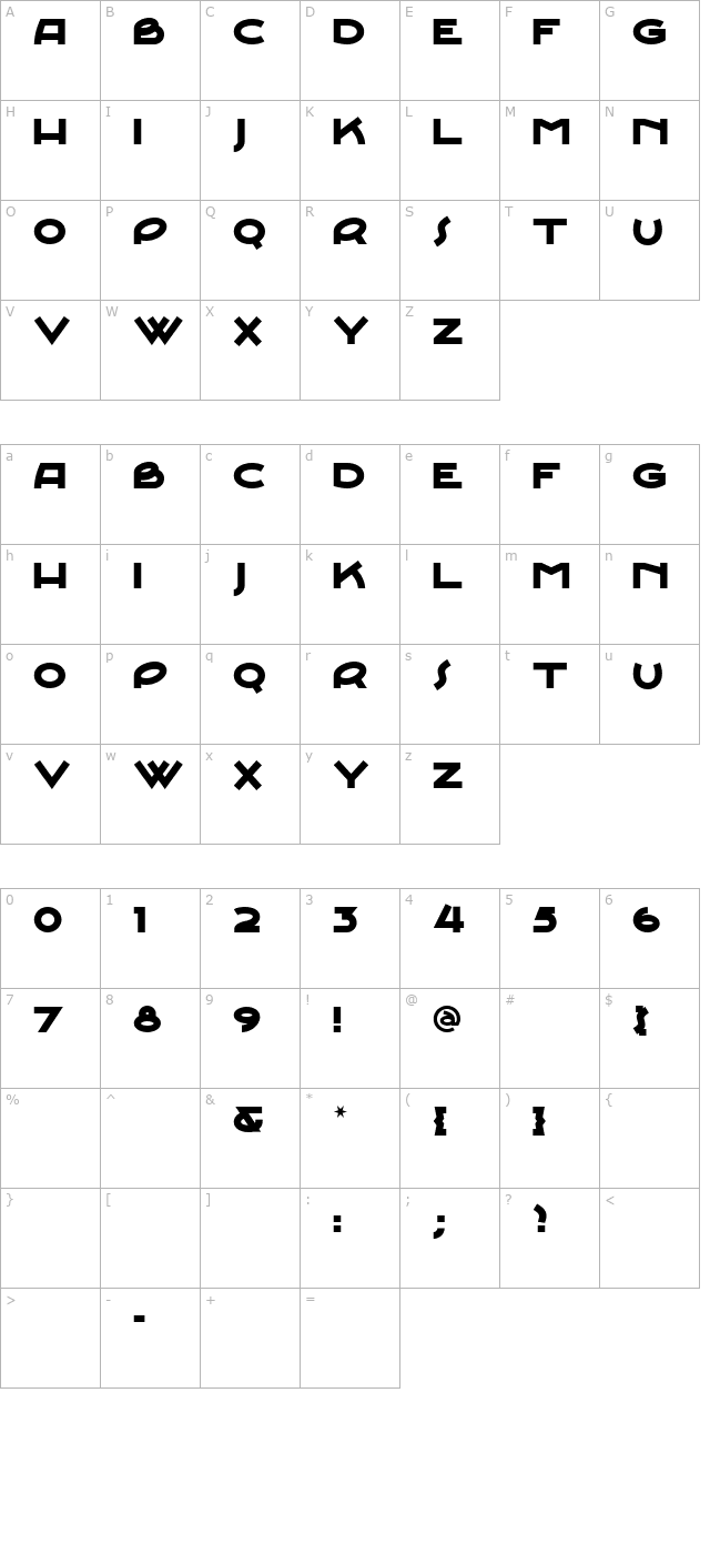 JunebugStompNF ExtraBold character map