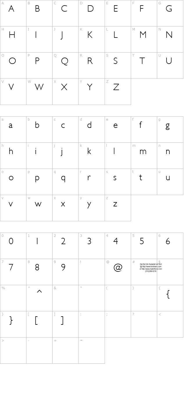 JunienLight Tryout character map