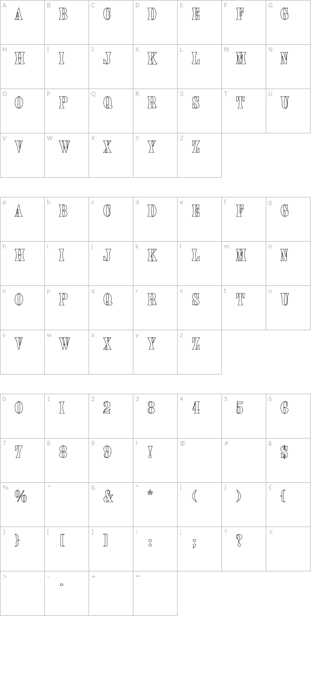 juniper-normal-hollow character map