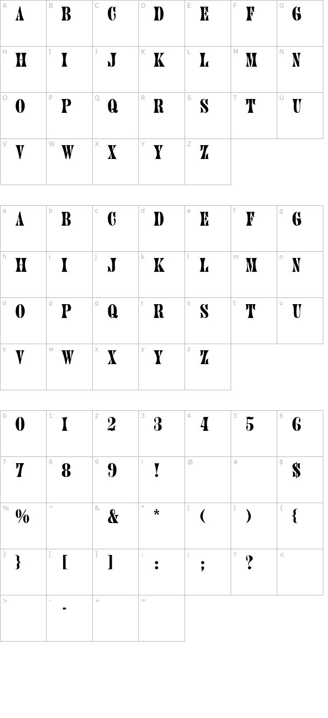 juniper-thin character map