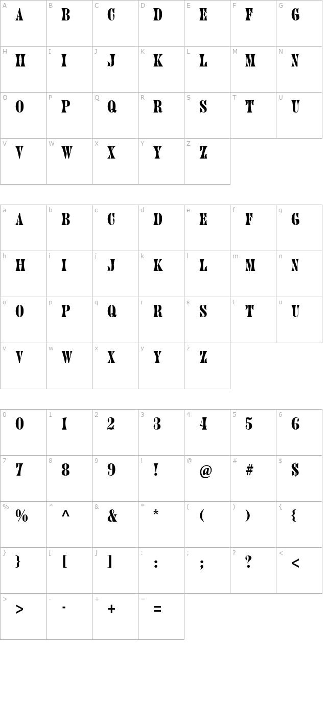 JuniperStd character map