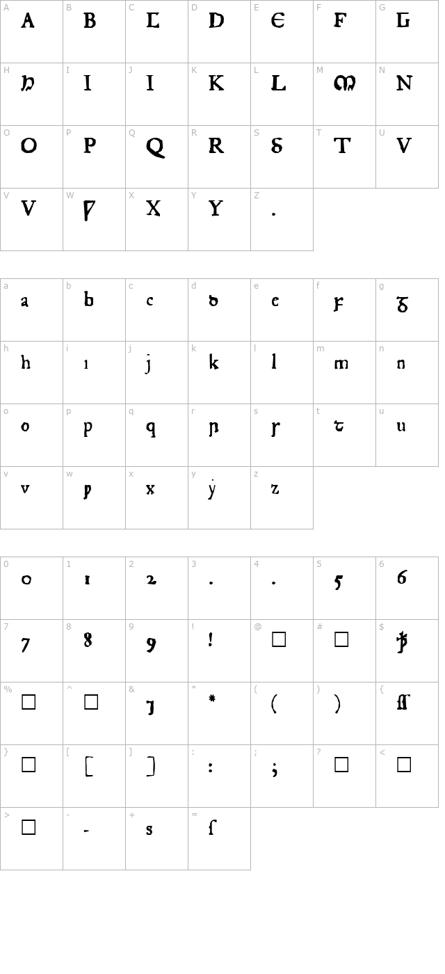 junius-rough character map