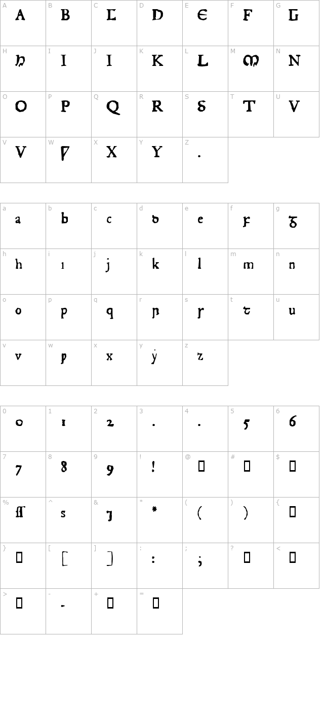 juniusrough character map