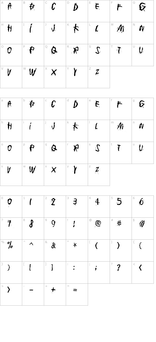 Junkohanhero One character map