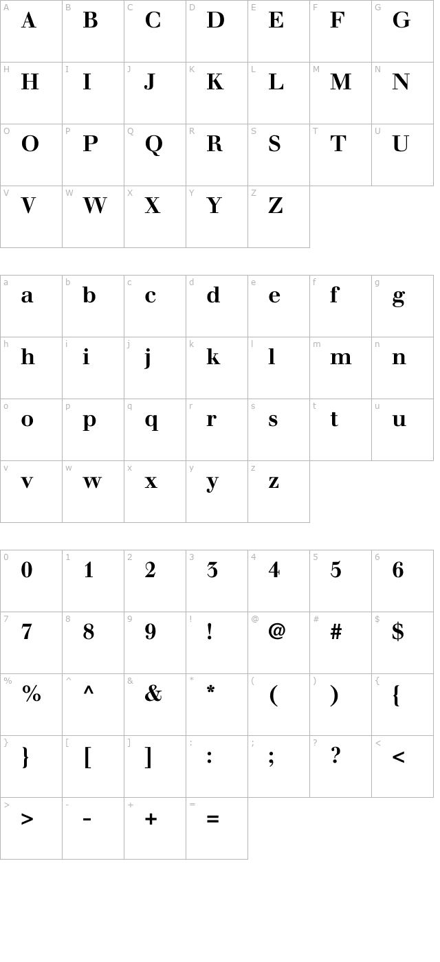 justus-bold character map