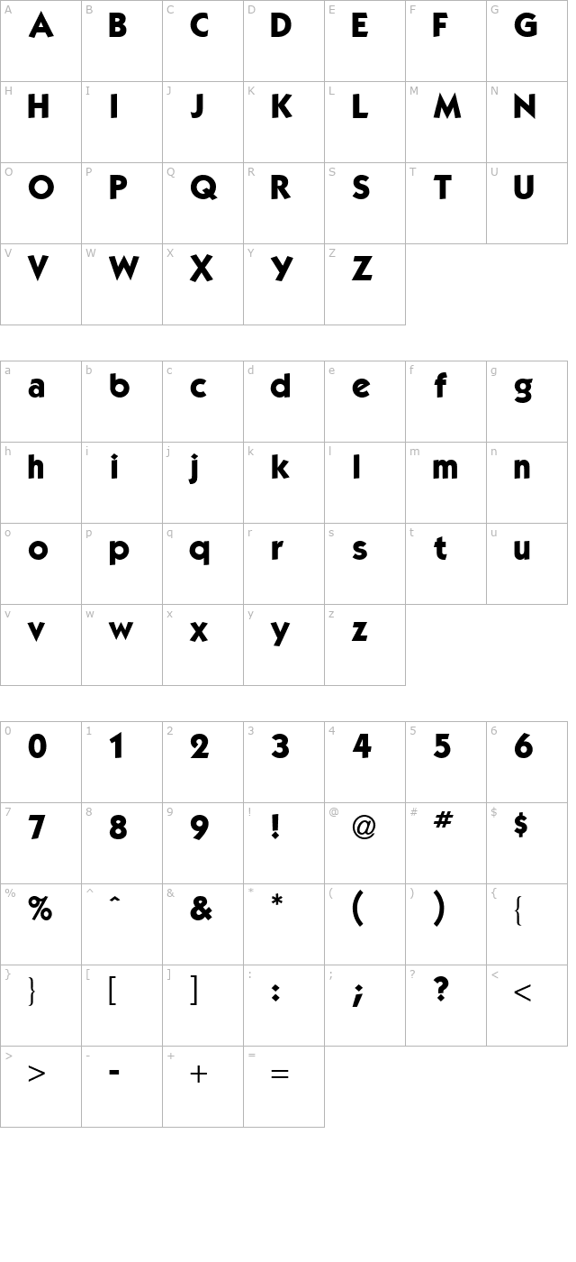 Kabel Bd Normal character map