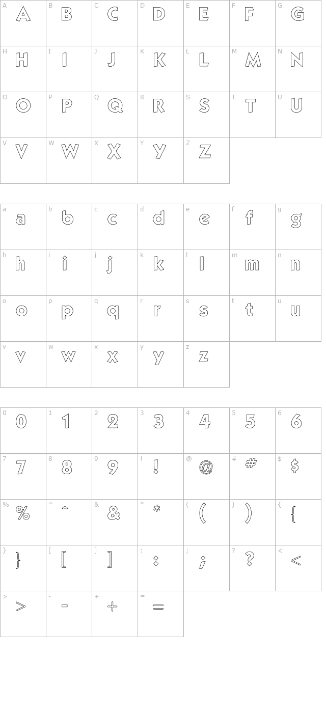 kabel-hollow character map