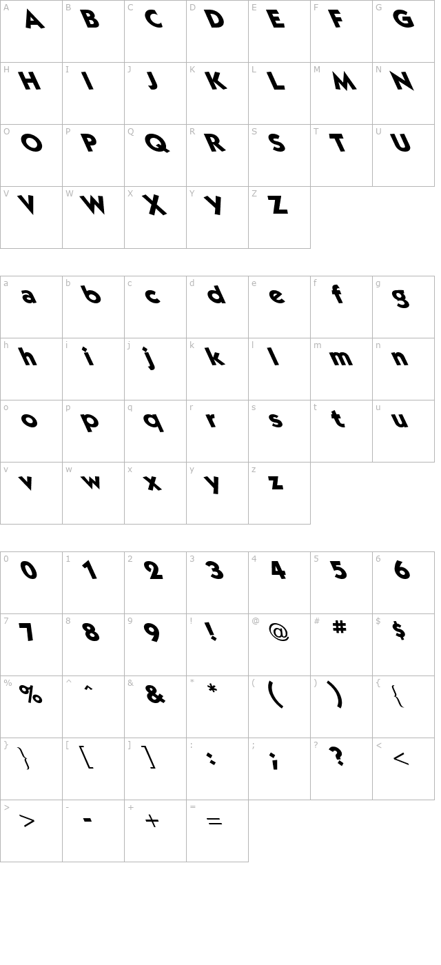 kabel-leftie-book character map