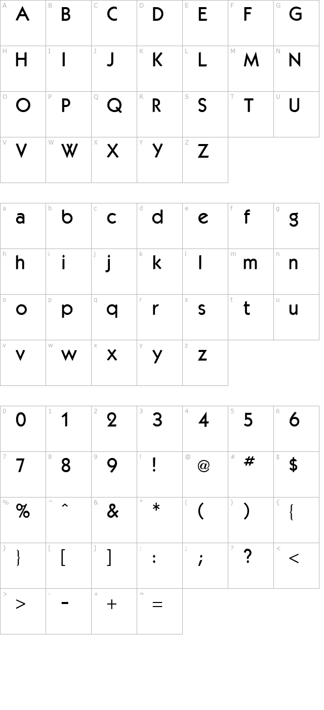 kabel-medium-regular character map