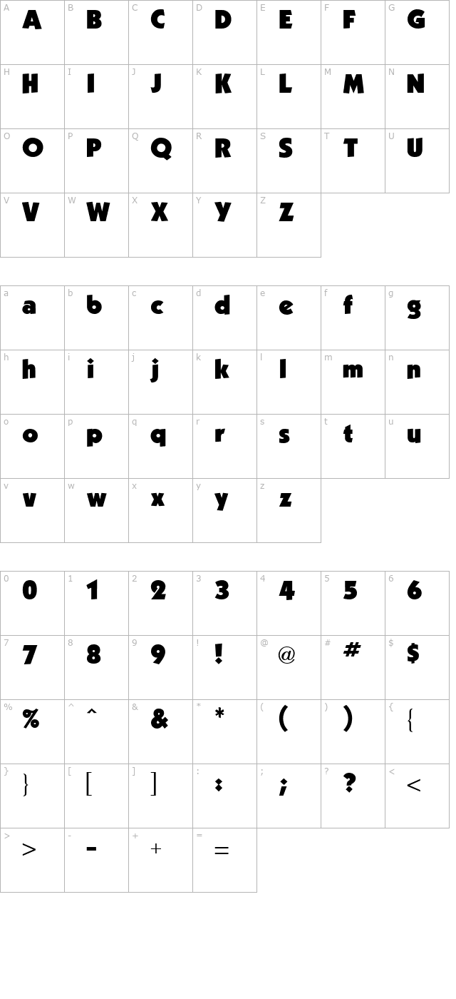 kabel-ultra-regular character map