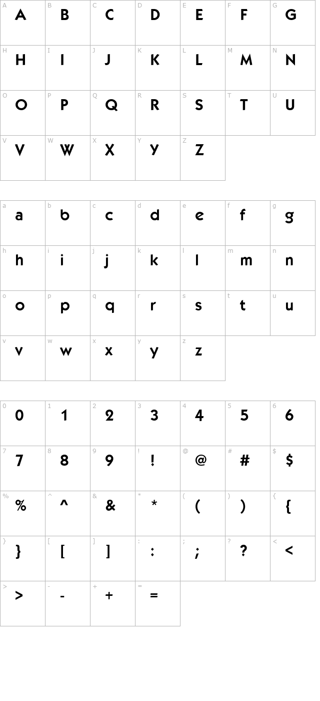 kabob-bold character map