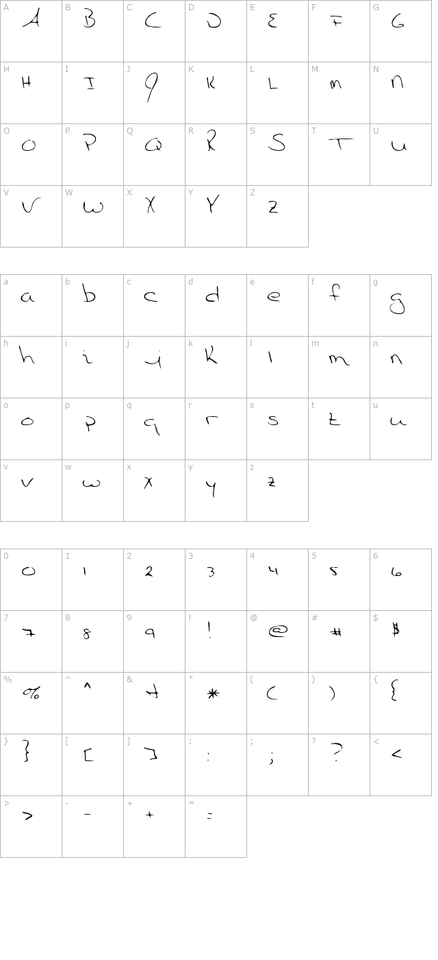 kadamol-regular character map