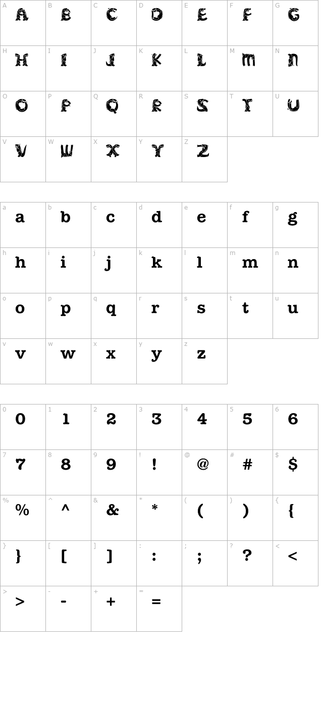 KADinoSob character map