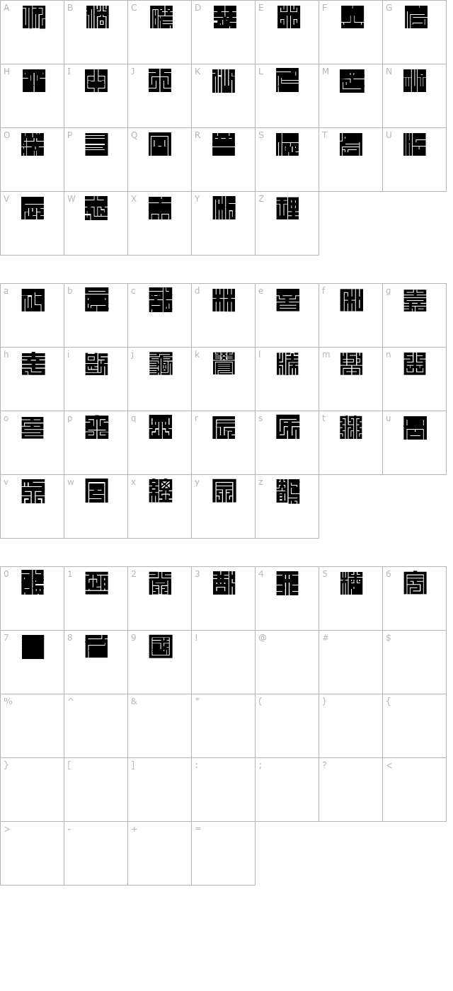 Kakuji 1 character map