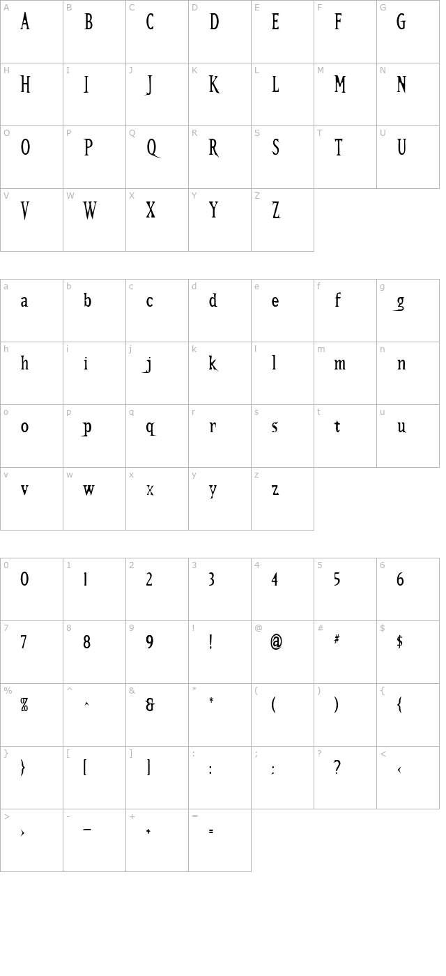 Kallamar character map