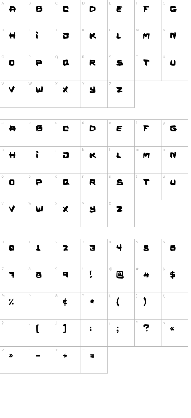 kalysterine character map