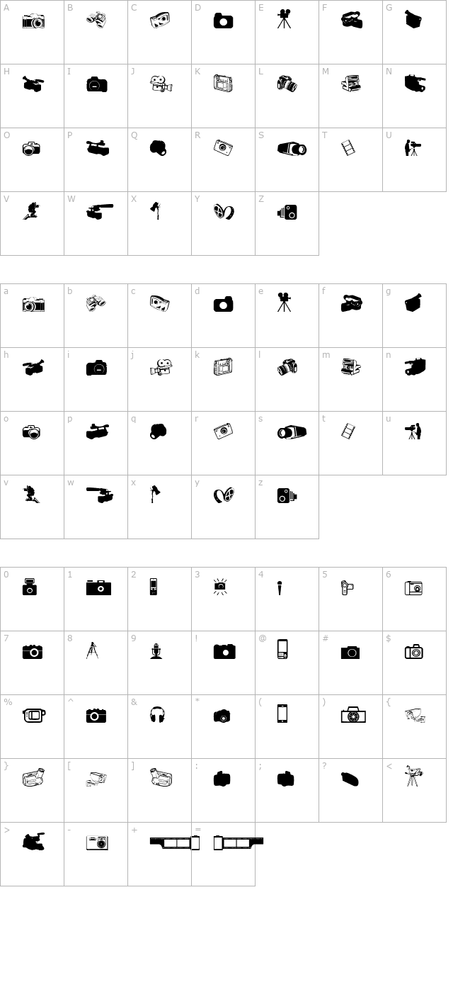 kamera-dings character map