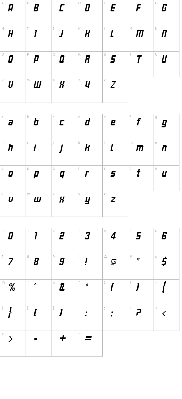 kanal-normalitalic character map