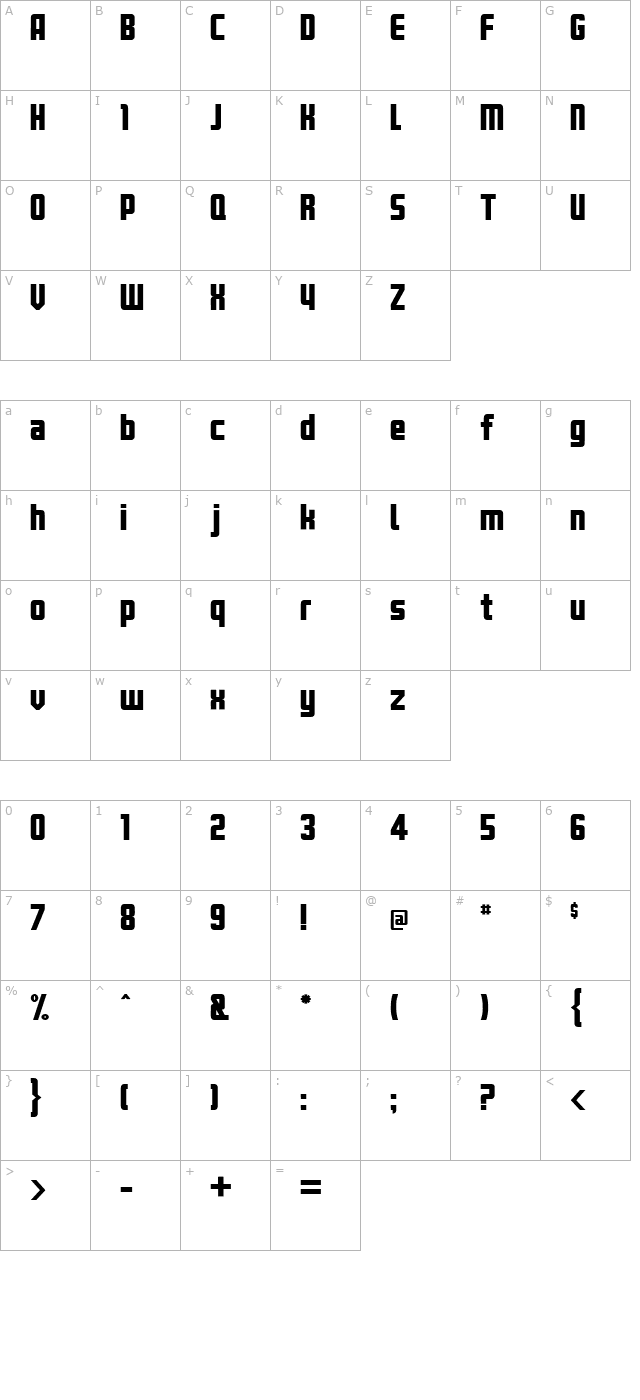 Kanal-Regular character map