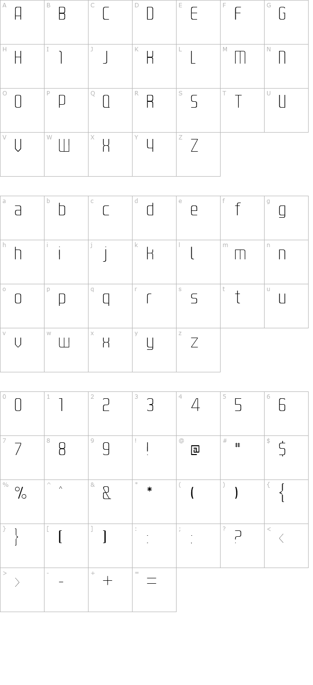 Kanal-UltraLight character map