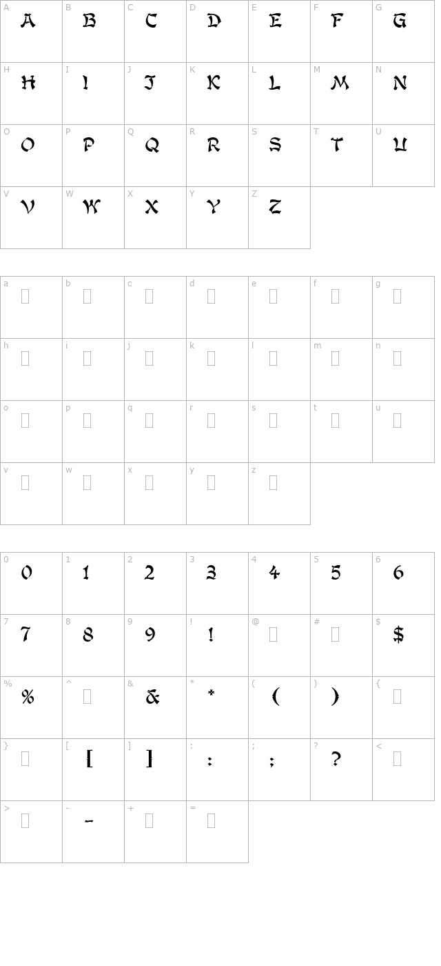 KanbanPlain character map