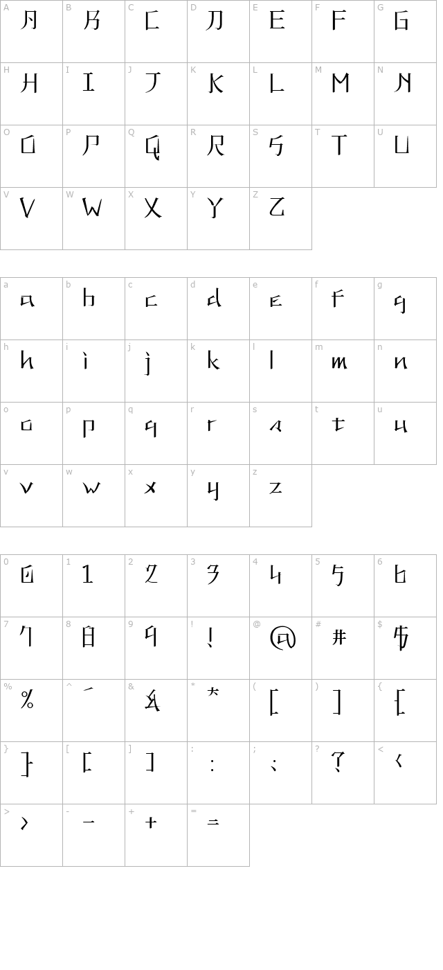 Kaneiwa Alp character map