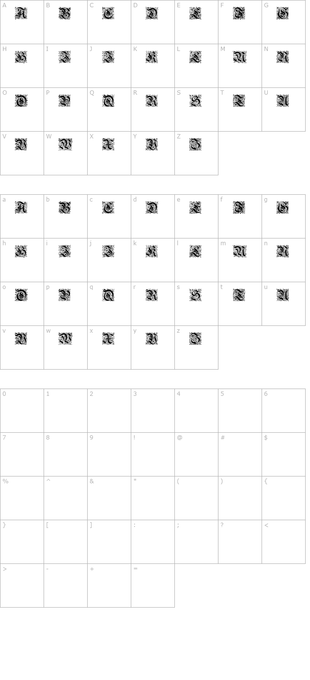 Kanzlei Initialen character map