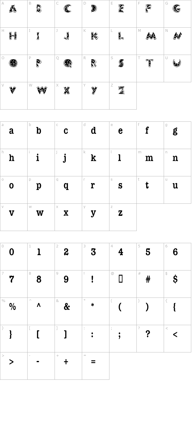 KAPizza character map