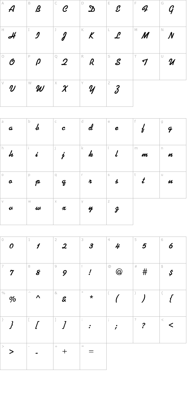 Kaplan-Bold character map