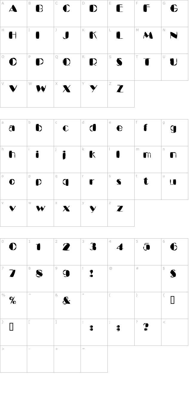 Kaptain Kurk character map